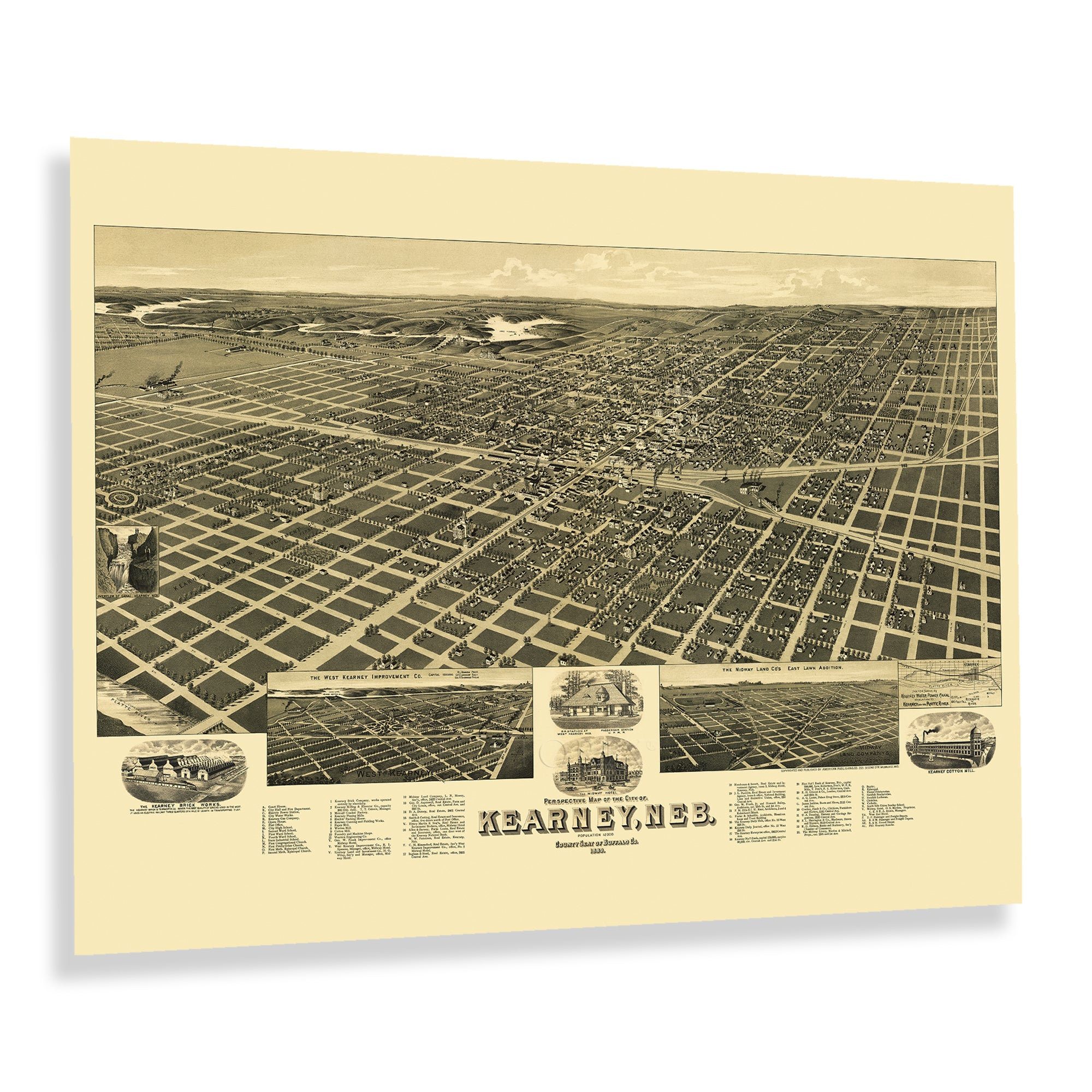 Wildon Home® " 1889 Kearney City Nebraska Map Poster Wall Art " on